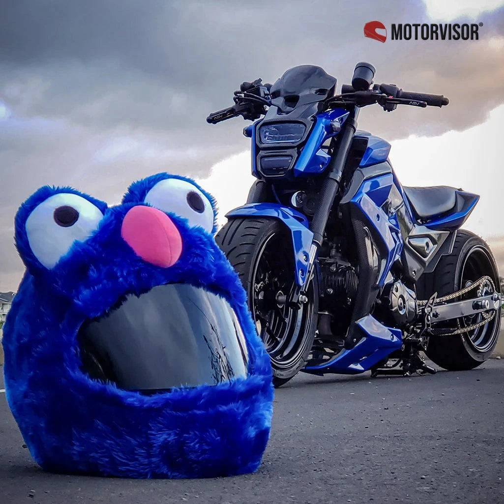 Motorcycle Helmet Cover - Monstro das Bolachas Azul — imagem 6
